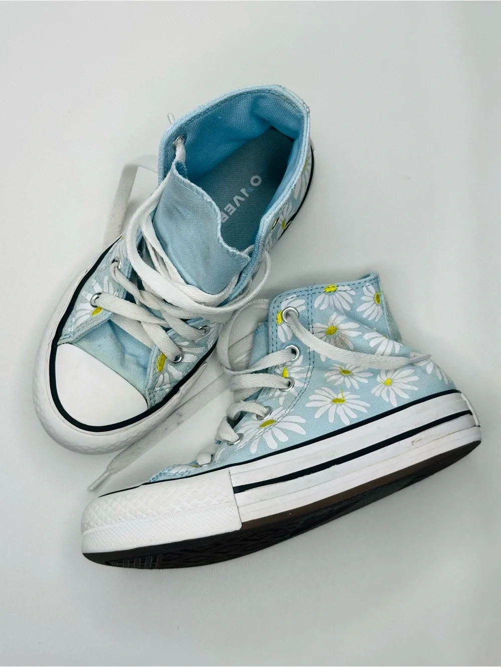 Chuck Taylor All Star Lift Platform Daisy High Top Shoes Blue Size 13 Girls